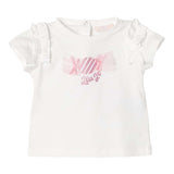 Liu Jo T-Shirt Girocollo Tinta Unita con Stampa In Contrasto Bianco per Neonata