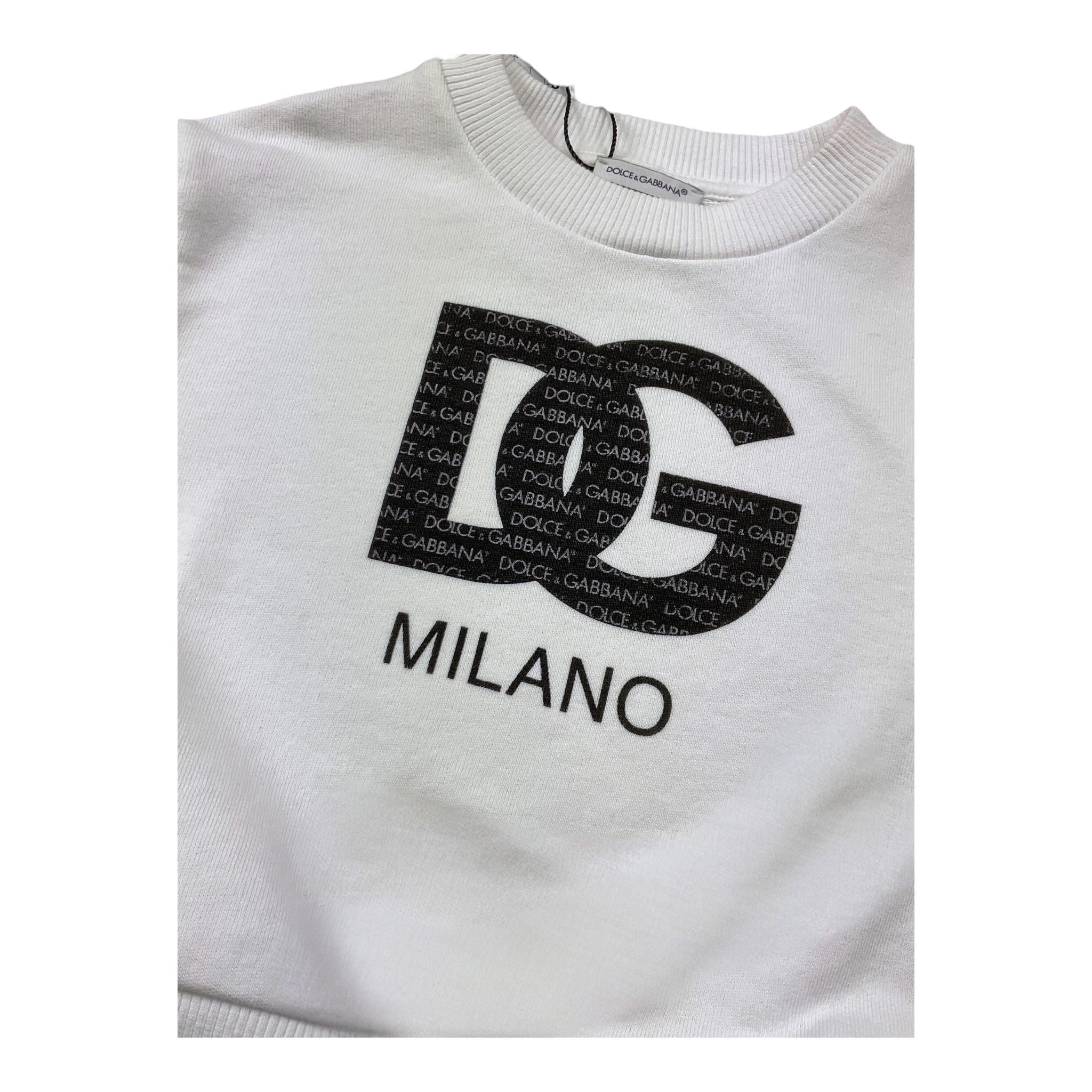 Dsquared2 Felpa Chiusa Girocollo Tinta Unita con Logo per Bambina L4IWHZ BIANCO DSQUARED2 