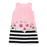 Monnalisa Abito Giromanica Tinta Unita con Stampa per Bambina 117928 ROSA MONNALISA 