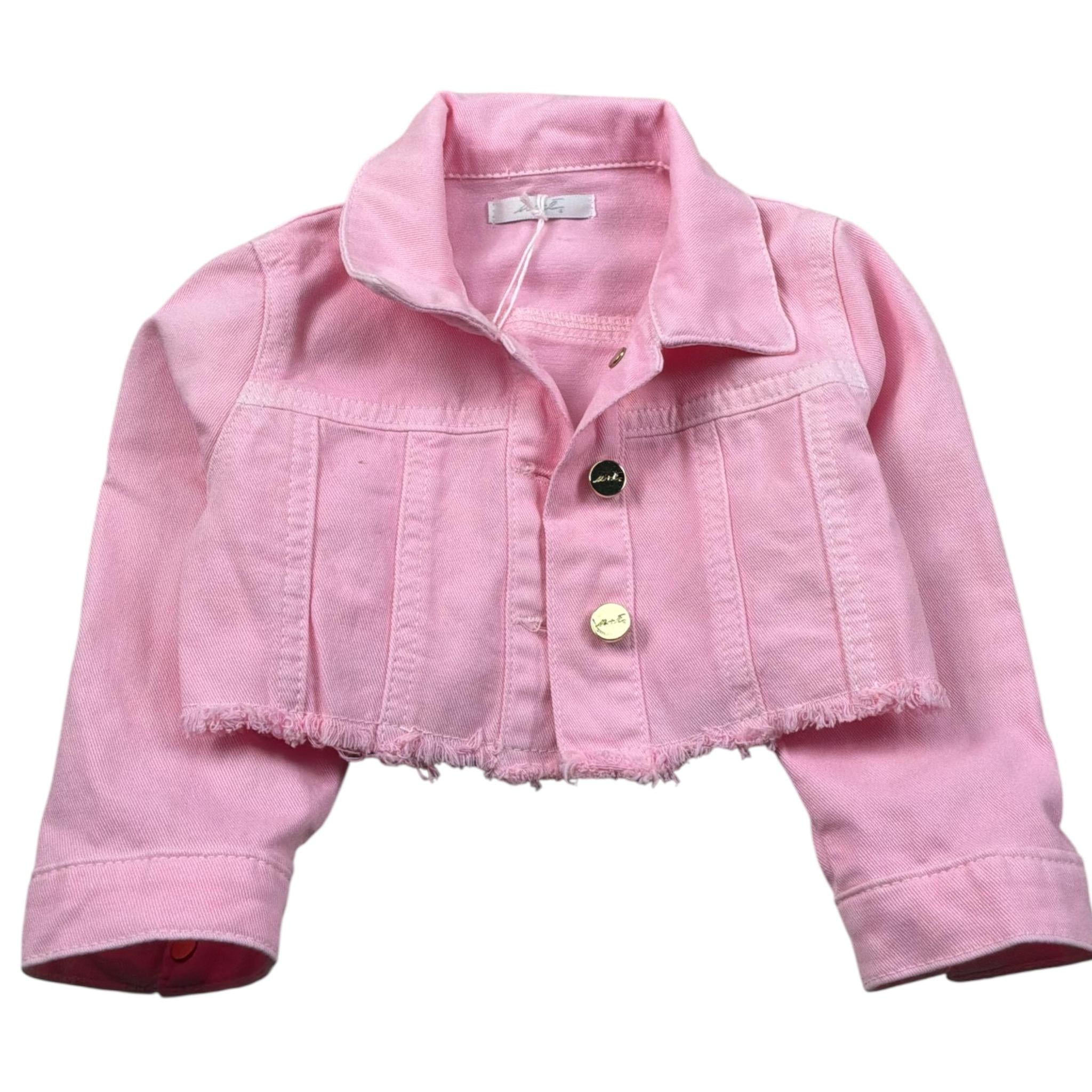 M+E' Giubbino In Denim tinta unita Rosa per Bambina UE1695 ROSA M+E' 