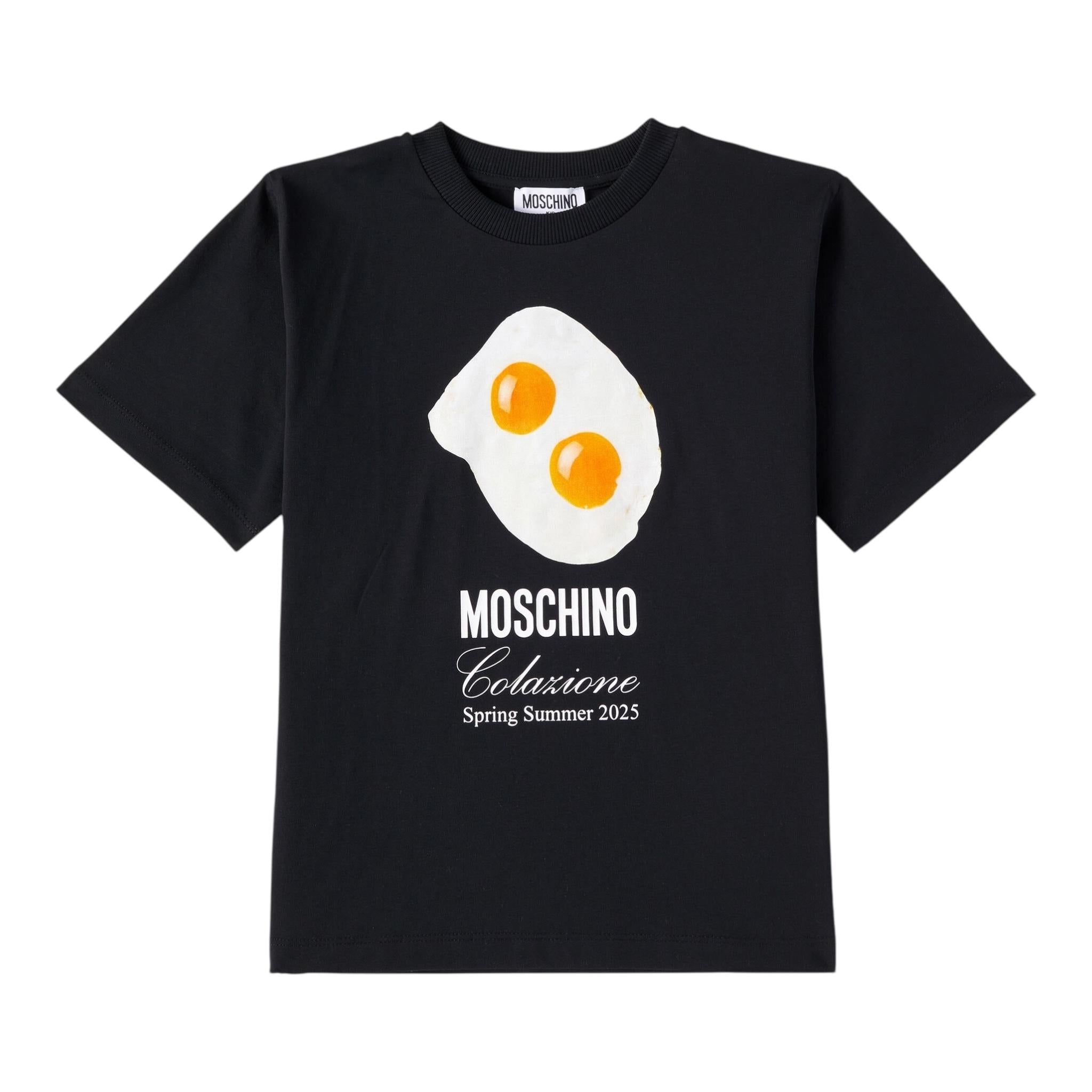Moschino T-Shirt Girocollo Tinta Unita con Stampa per Bambino HRM050X NERO MOSCHINO 