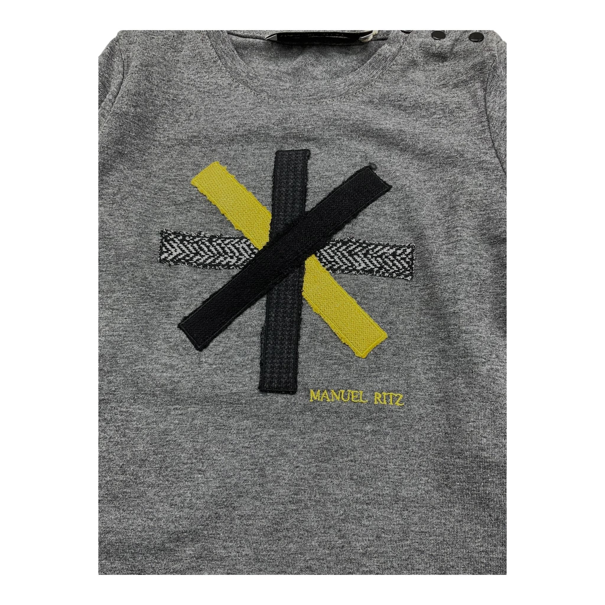 MANUEL RITZ shirt girocollo tinta unita con logo Grigio per Neonato MR1863 GRIGIO MANUEL RITZ 