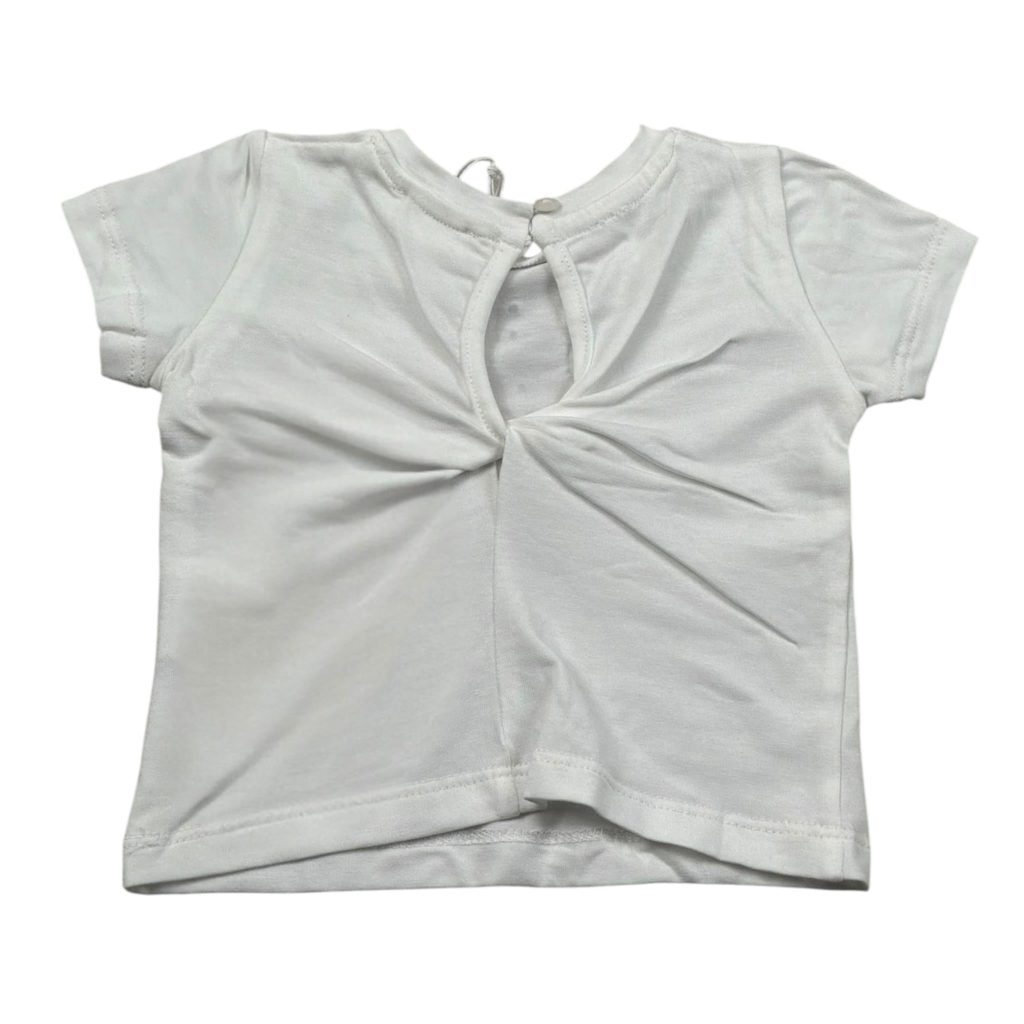 M+E' T-Shirt Girocollo Tinta Unita con Brillantini per Neonata UE1786 BIANCO M+E' 