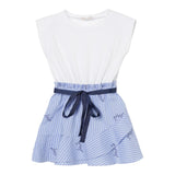 Liu Jo Abito Bicolore con Fantasia A Righe per Bambina KA5049X BIANCO/AZZURRO LIU JO 