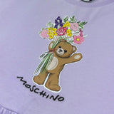 Moschino Abito Gircollo Tinta Unita con Stampa per Bambina HDV0HQ LILLA MOSCHINO 