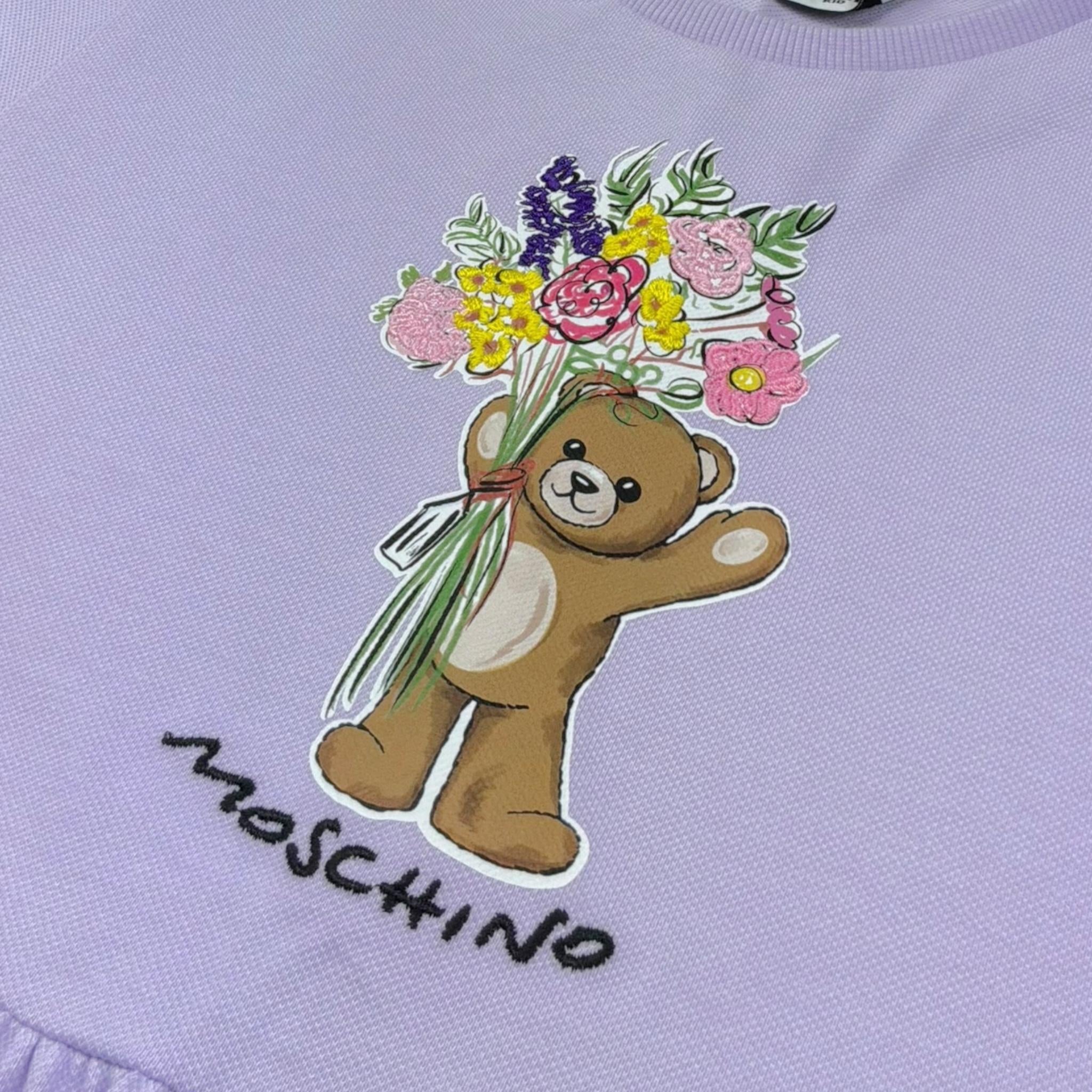 Moschino Abito Gircollo Tinta Unita con Stampa per Bambina HDV0HQ LILLA MOSCHINO 