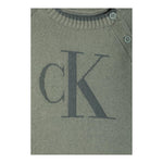 CALVIN KLEIN maglia tinta unita girocollo con stampa Verde per Neonato IN0IN00205X VERDE CALVIN KLEIN 