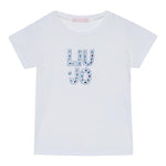 Liu Jo T-Shirt Girocollo Tinta Unita con Brillantini per Neonata KA5094NXX BIANCO LIU JO 