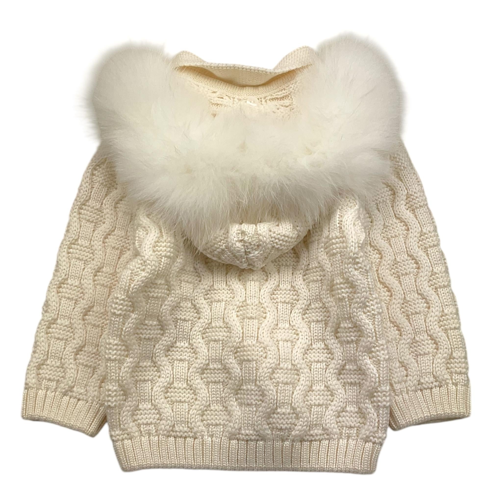 MARLU' cardigan tinta unita con cappuccio Panna per Neonato IB7240 PANNA MARLU' 