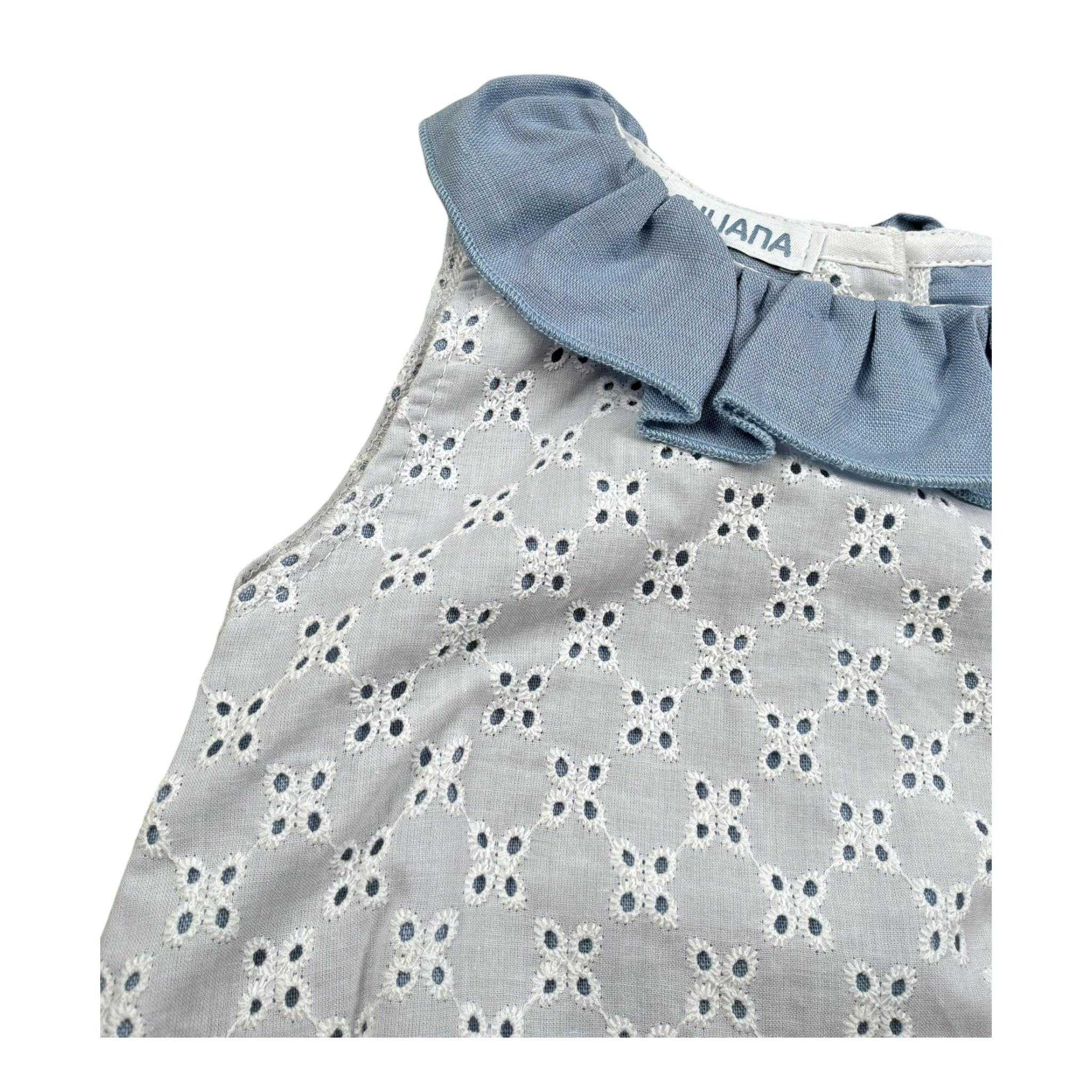 Juliana Pagliaccetto Giromanica Tinta Unita In Pizzo Sangallo per Neonata 25178 BIANCO/BLU JULIANA 