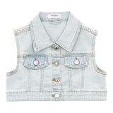 Vicolo Gilet In Denim Tinta Unita Azzurro per Bambina