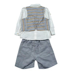 Barcellino Complet 4 Pezzi Camcia-Bermuda-Gilet-Papillon per Neonato 120111 AZZURRO BARCELLINO 