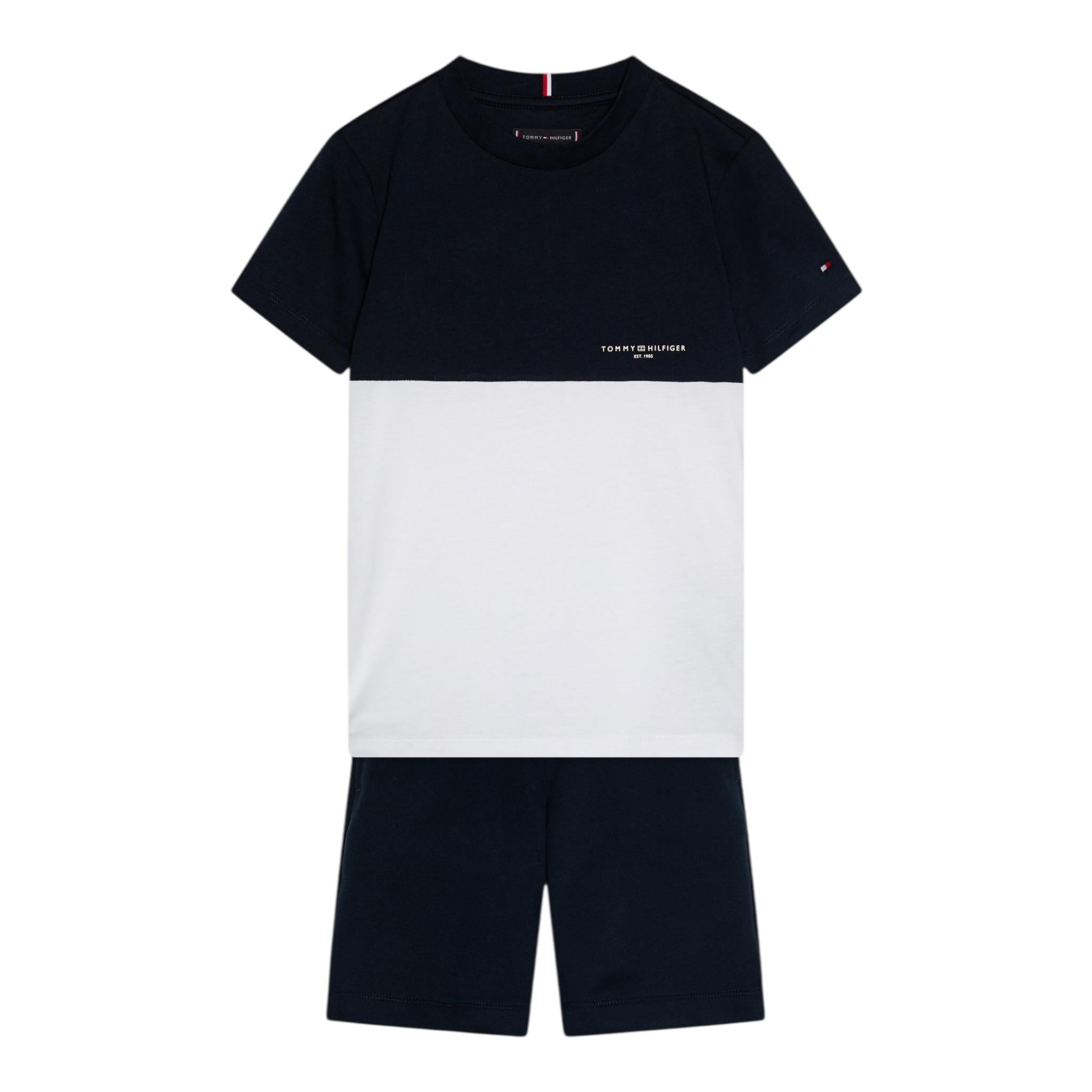 Tommy Hilfiger Completo 2 Pezzi T-Shirt-Bermuda per Bambino KB0KB09620X BIANCO/BLU TOMMY HILFIGER 