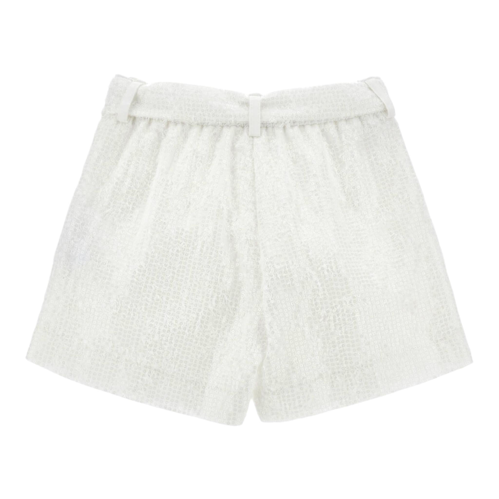 Monnalisa Short Tinta Unita con Paillettes per Bambina 71E406 BIANCO MONNALISA 
