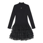 TWINSET abito tinta unita con tulle Nero per Bambina 242GJ3121XX NERO TWINSET 