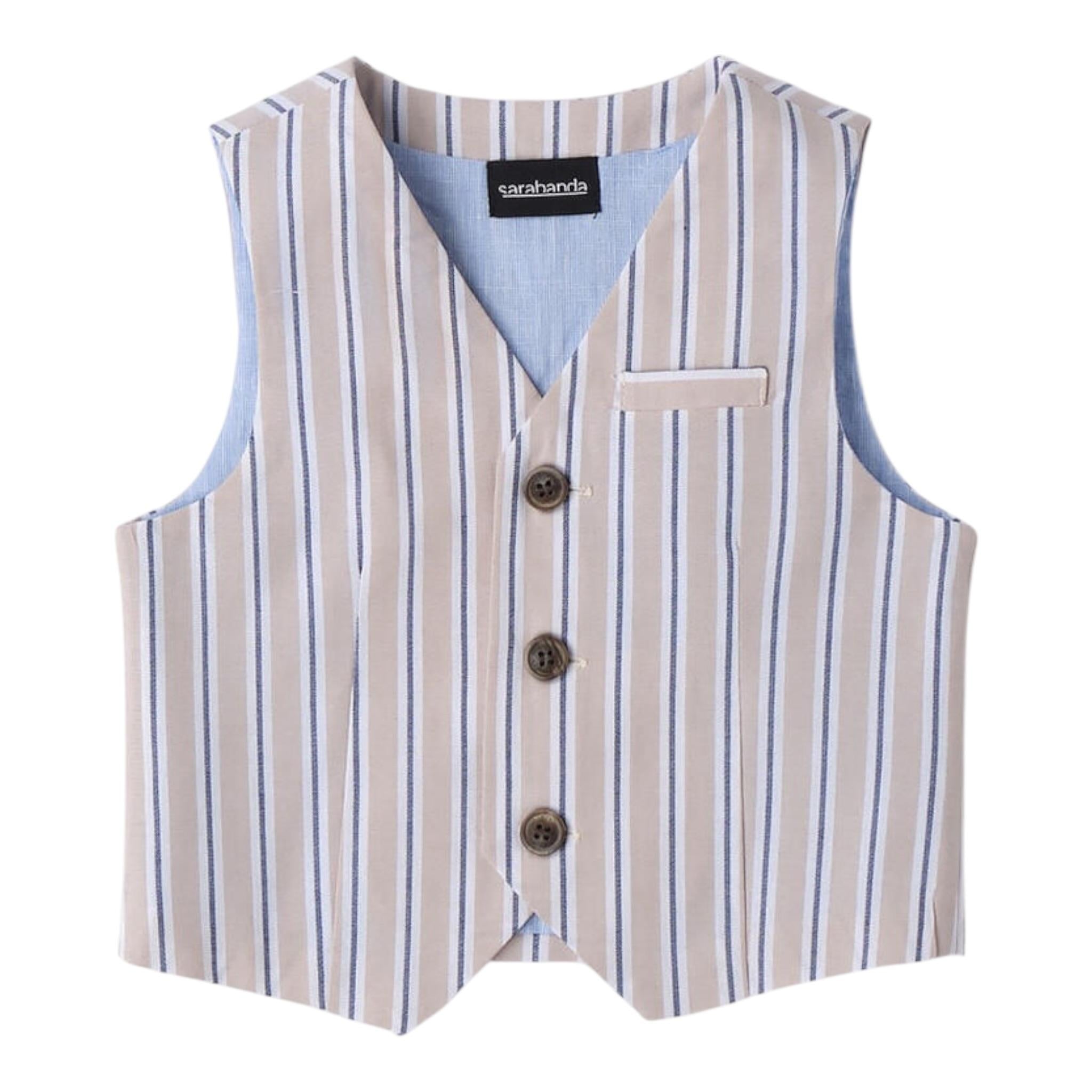 Sarabanda Gilet Fantasia A Righe per Neonato 06190 BEIGE SARABANDA 