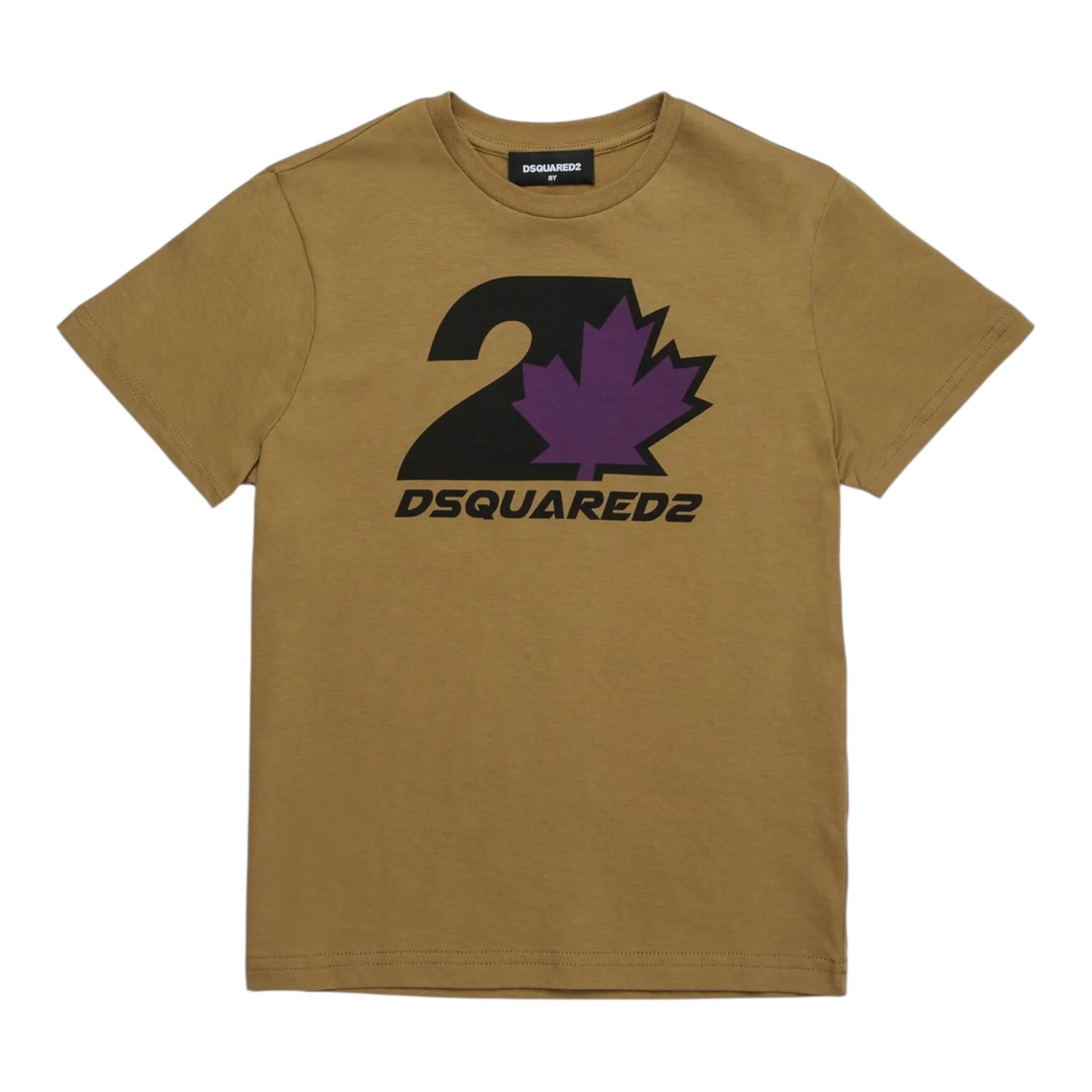 DSQUARED2 t-shirt girocollo tinta unita con stampa Verde per Bambino DQ2471X VERDE DSQUARED2 