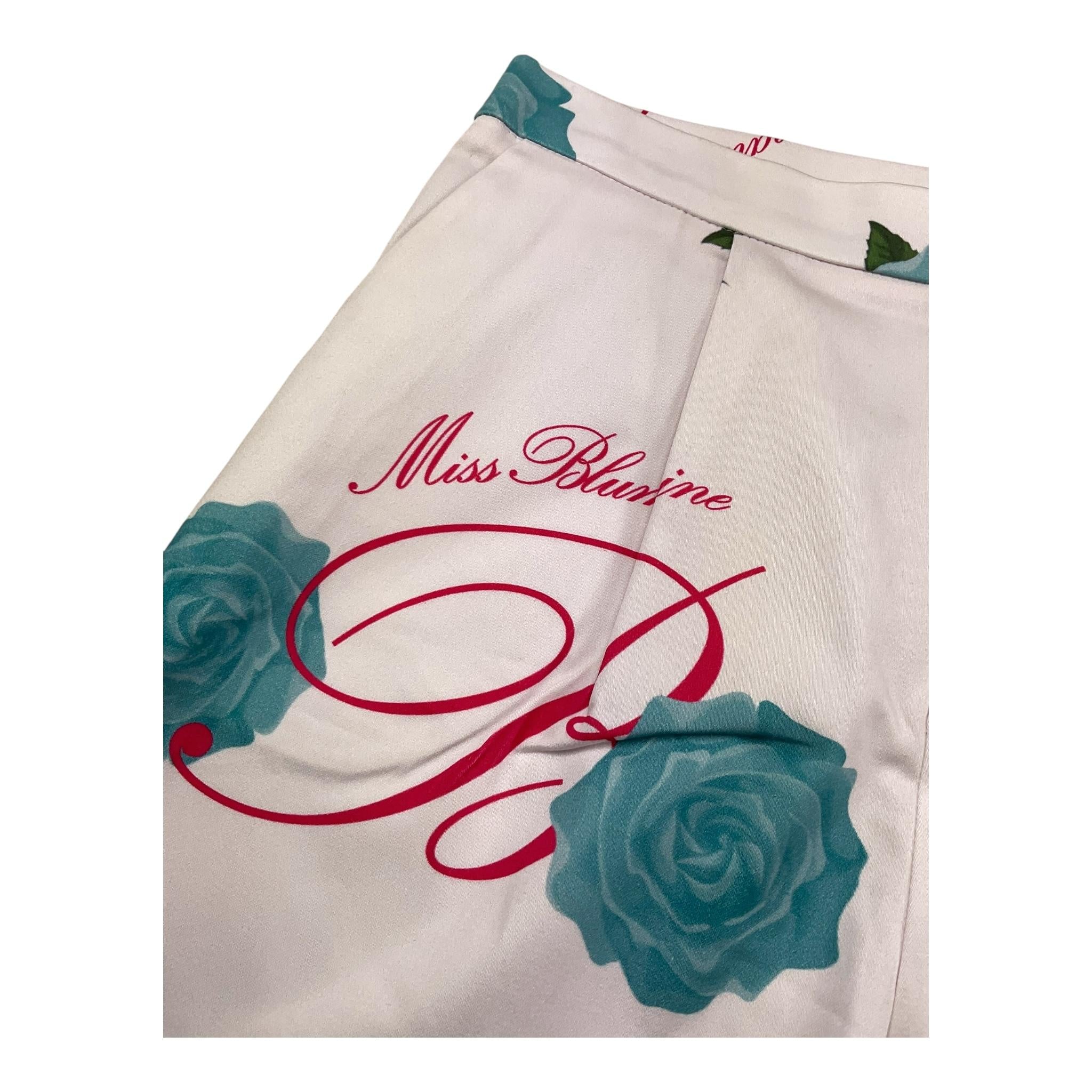 Miss Blumarine Short Tinta Unita con Stampa Rose per Bambina BFBE001 PANNA MISS BLUMARINE 
