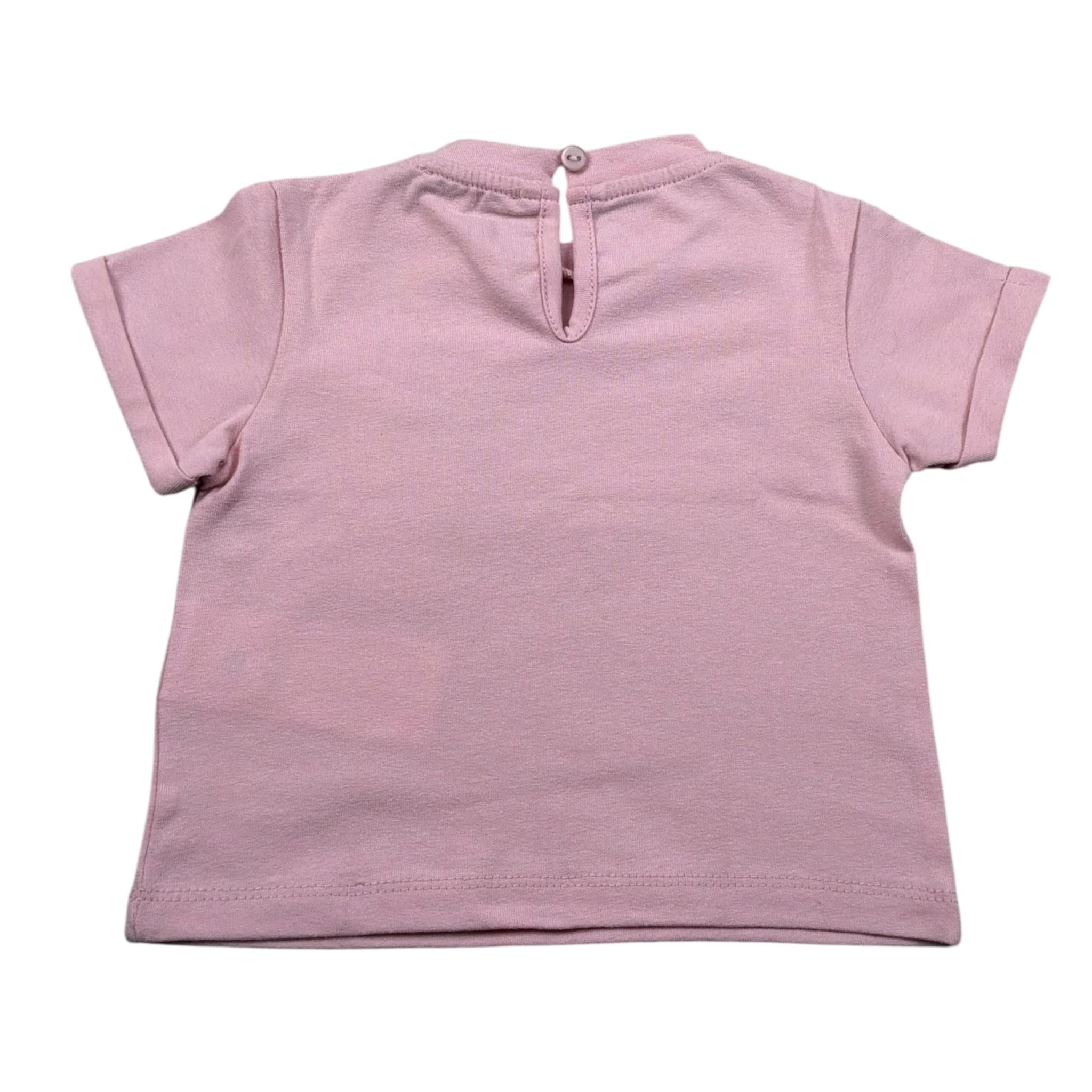 M+E' T-Shirt Girocollo Tinta Unita con Stampa per Bambina UE1405J ROSA M+E' 