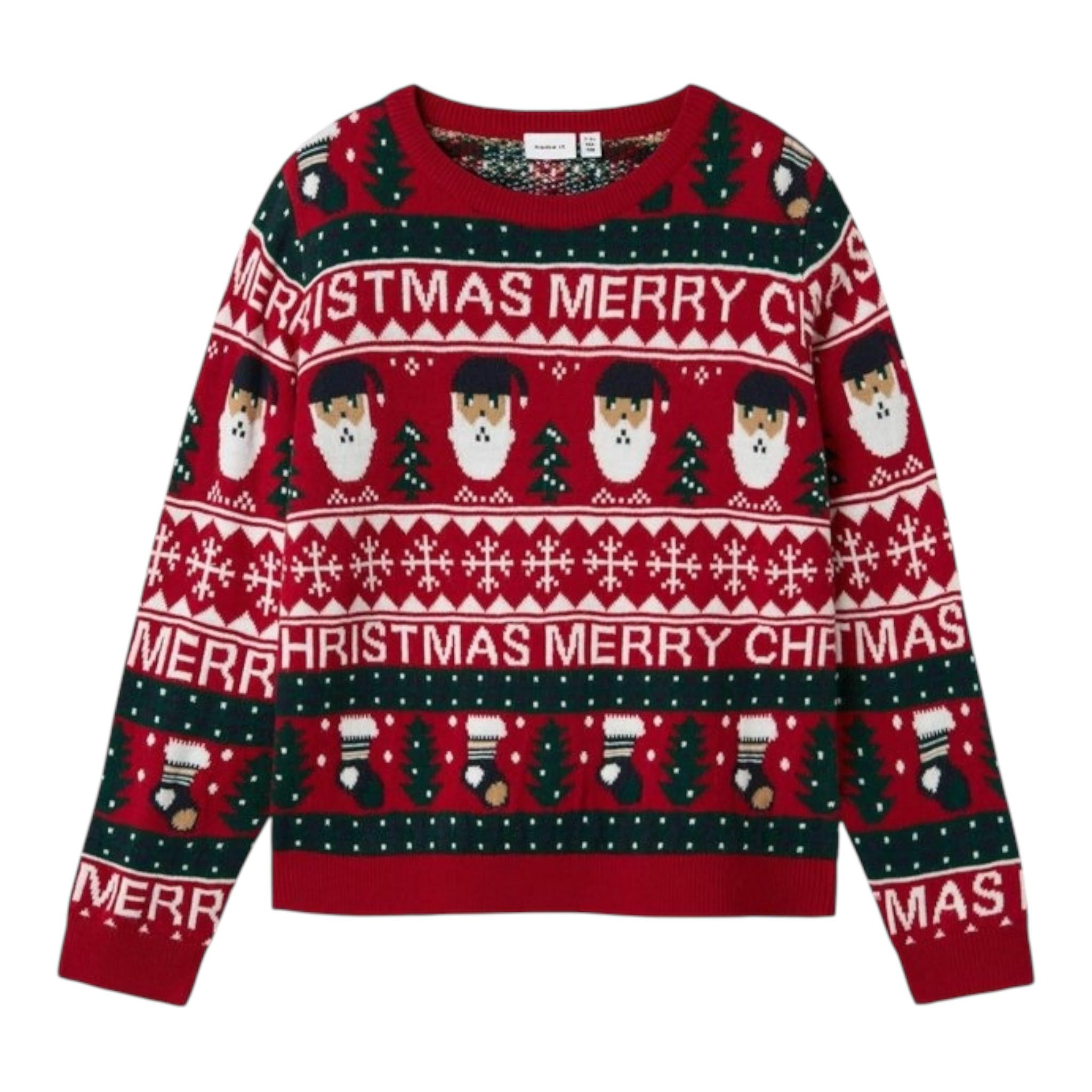 NAME IT maglia girocollo tinta unita con stampa natalizia Rosso per Bambino 13234471 ROSSO NAME IT 