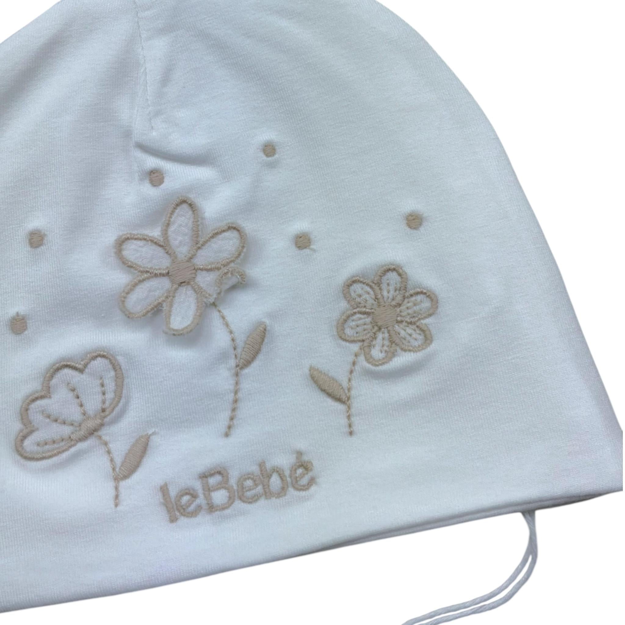 Le Bebe' Cappello Tinta Unita con Stampa per Neonata LBG6301 BIANCO LE BEBE' 