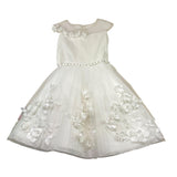 Le Bellissime di Loredana Abito Cerimonia con Applicazioni Fiori Tinta Unita per Bambina P0201207 BIANCO LE BELLISSIME DI LOREDANA 