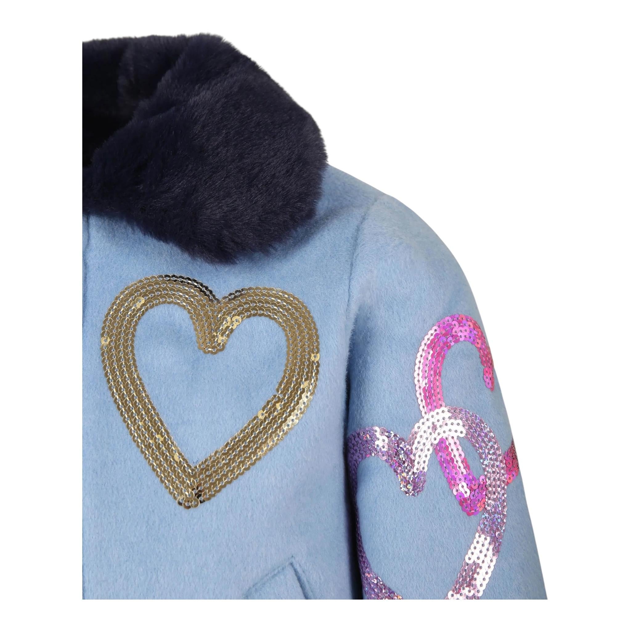 BillIEBLUSH cappotto tinta unita con colletto pelliccia Azzurro polvere per Neonata U20433 AZZURRO POLVERE BillIEBLUSH 
