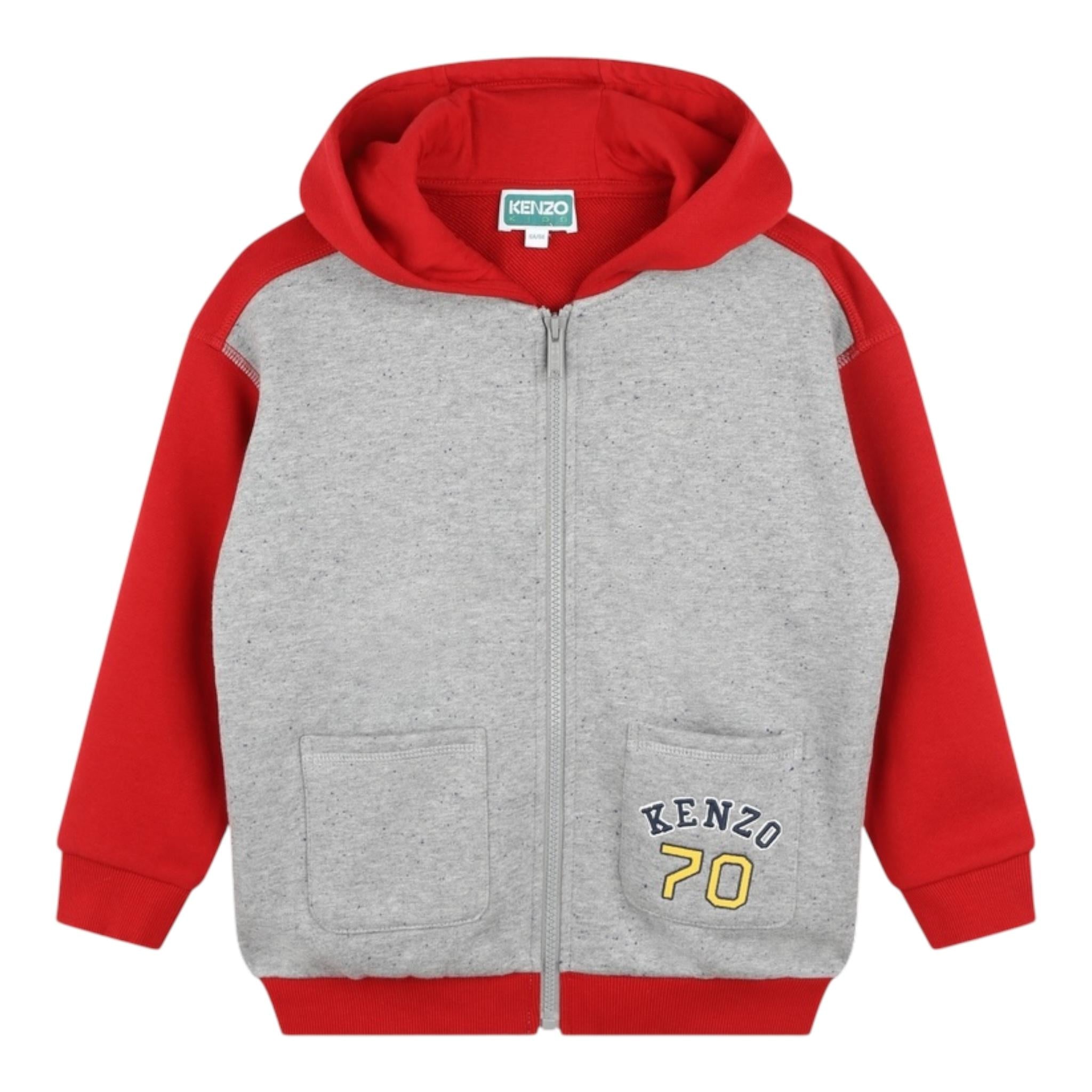 KENZO felpa bicolore con zip e cappuccio Grigio per Bambino K608177 GRIGIO KENZO 