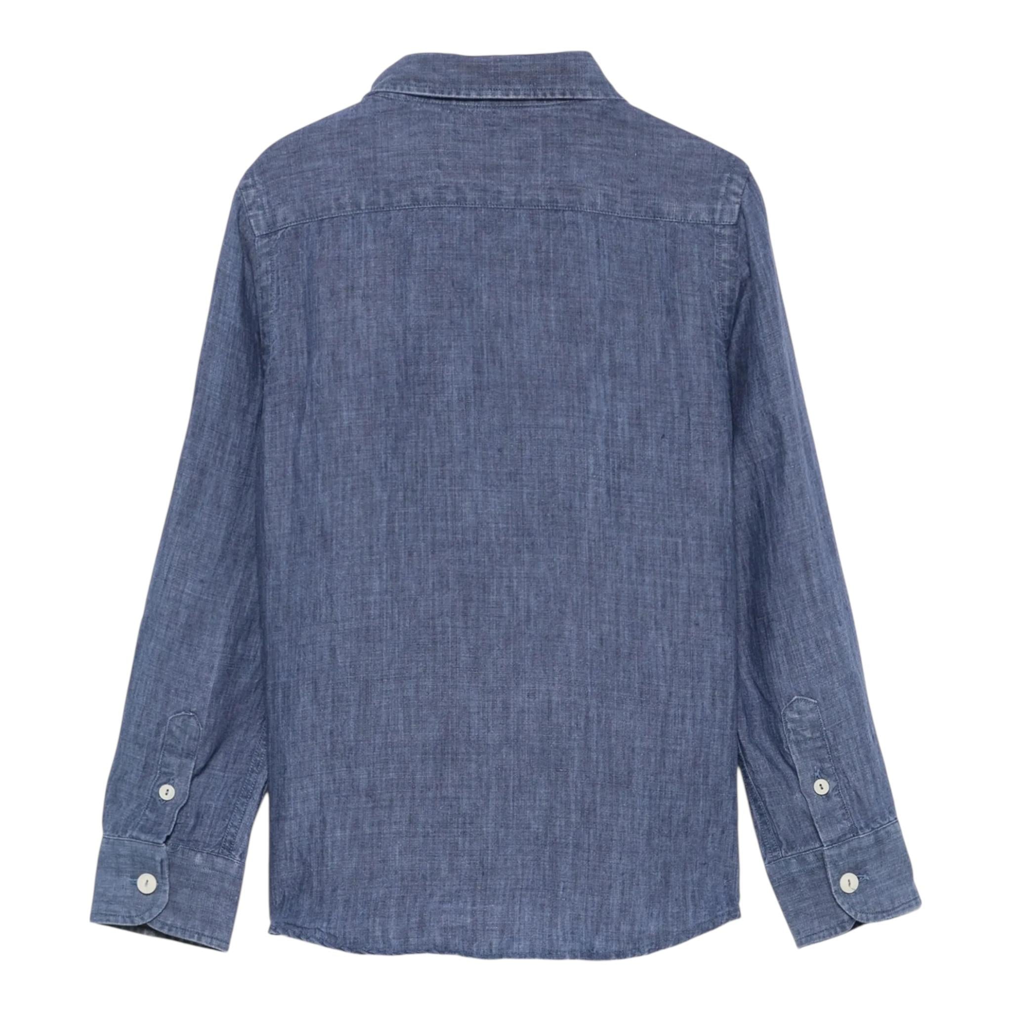 Saint Barth Camicia Manica Lunga Tinta Unita per Bambino AGN0001003 BLU SAINT BARTH 