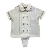 La Stupenderia Camicia Modello Body Tinta Unita Con Contrasti Panna Per Neonato