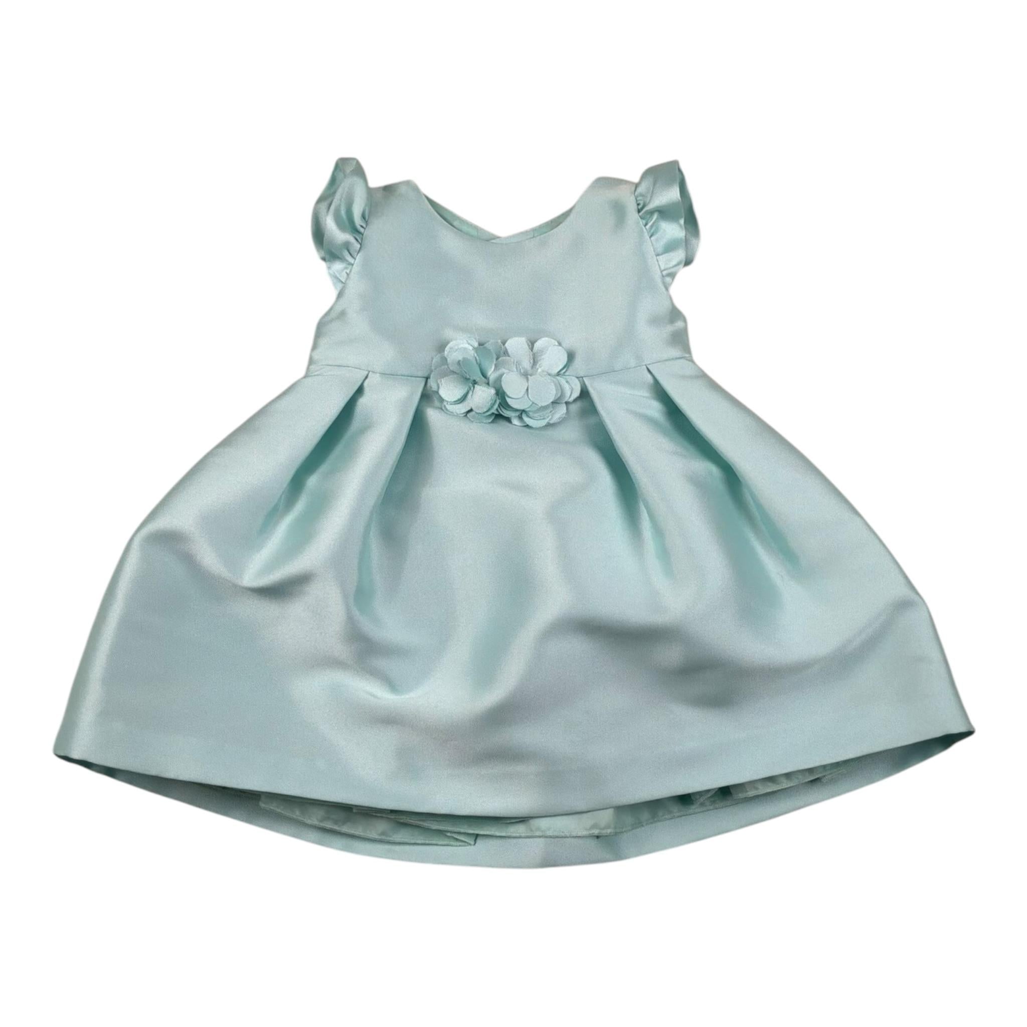 Amaya Abito Mezza Manica Tinta Unita con Fiocco per Neonata 554126 VERDE ACQUA AMAYA 