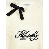 Philosophy Maglia Girocollo Tinta Unita con Logo per Bambina I9E610X PANNA PHILOSOPHY 
