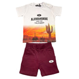 Daniele Alessandrini Completo 2 Pezzi T-Shirt-Bermuda Bianco/Bordeaux Per Neonato