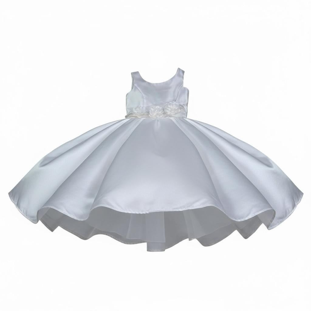 Monnalisa Abito Cerimonia Tinta Unita Giromanica per Bambina 71C902 BIANCO MONNALISA 