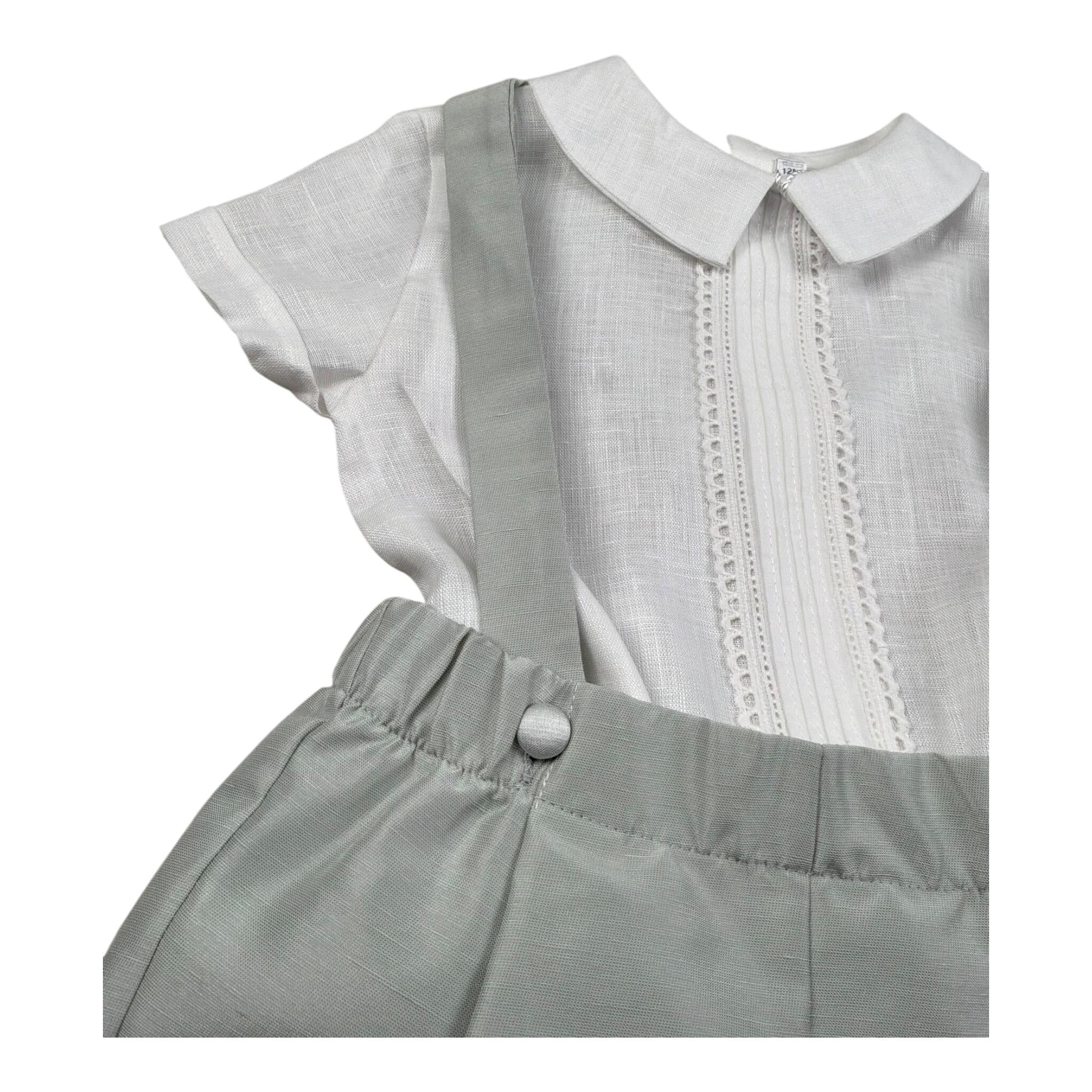 Barcellino Completo 2 Pezzi Camicia-Bermuda con Bretelle per Neonato 120712 BIANCO BARCELLINO 