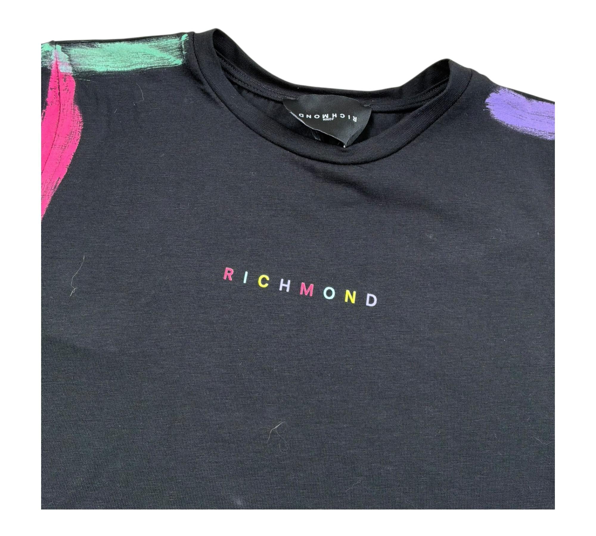 John Richmond T-Shirt Girocollo Tinta Unita con Logo per Bambina RGP26157TS NERO JOHN RICHMOND 