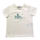 Tartine Et Chocolat T-Shirt Girocollo Tinta Unita Con Stampa In Contrasto Bianco Per Neonato