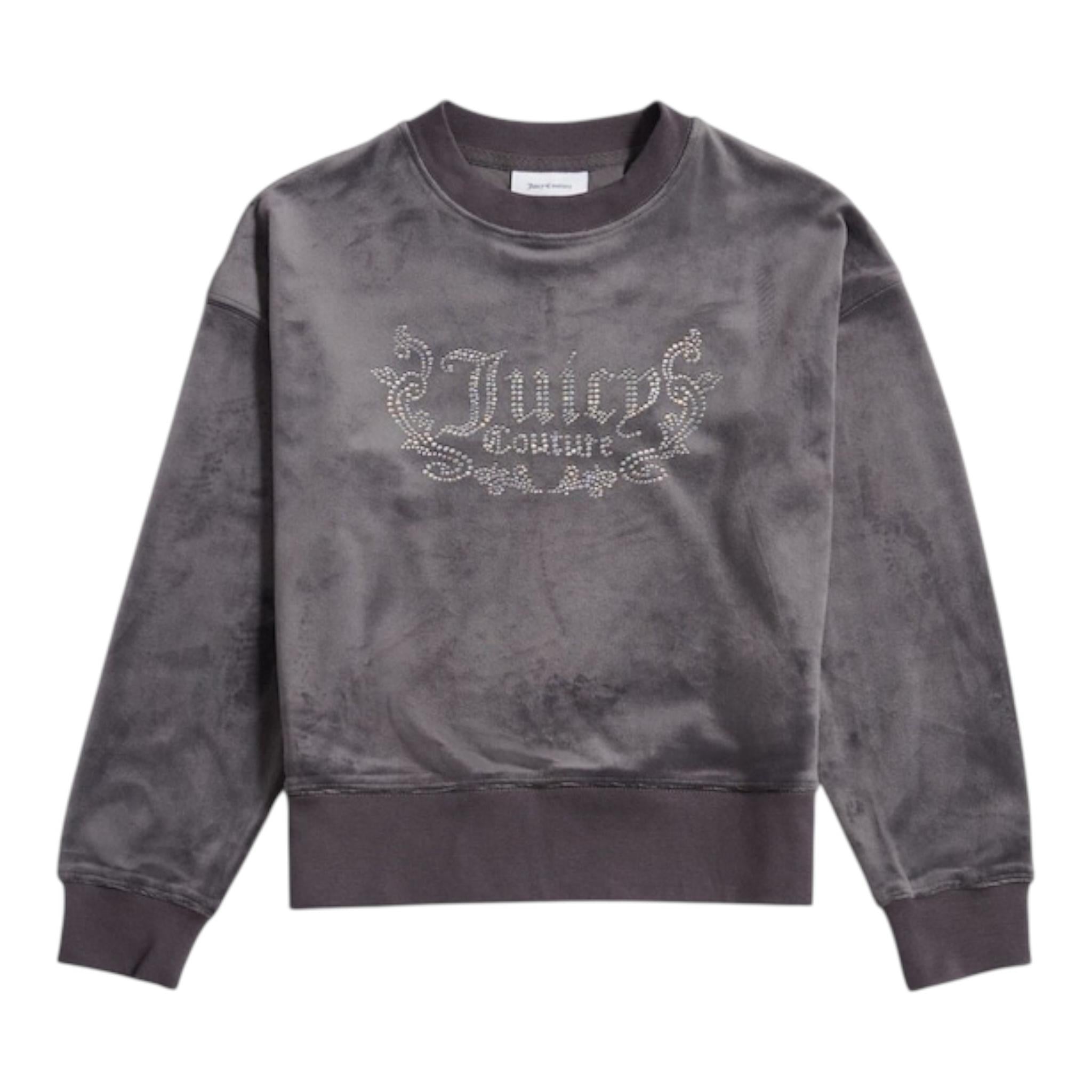 Juicy Couture Felpa Tinta Unita Girocollo con Brillantini per Bambina JBX6496 GRIGIO JUICY COUTURE 