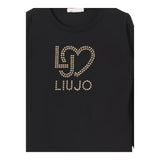 Liu Jo Shirt Tinta Unita Girocollo con Brillantini per Bambina KF4029 NERO LIU JO 