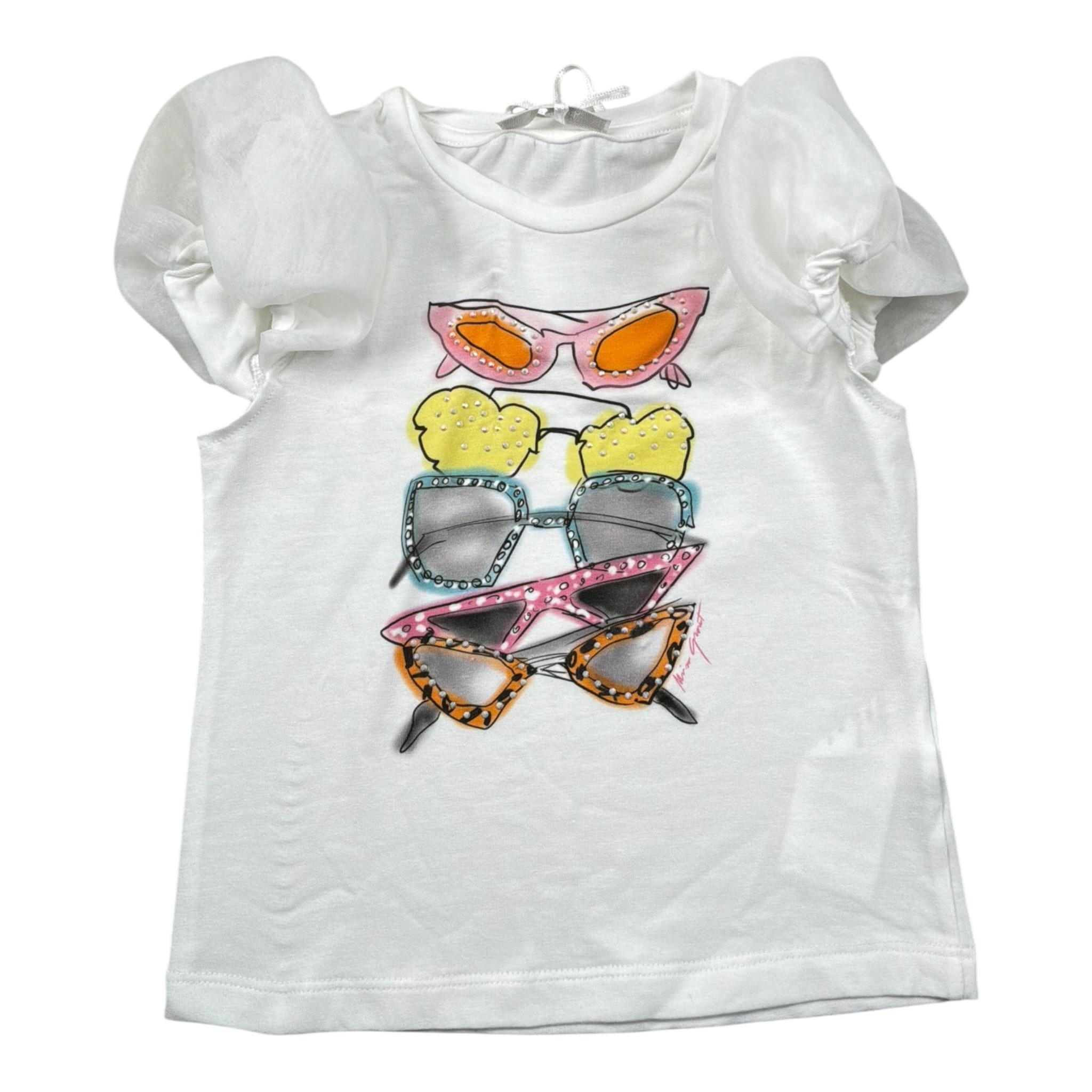 Miss Grant T-Shirt Girocollo Tinta Unita con Stampa per Bambina MG1358 BIANCO MISS GRANT 