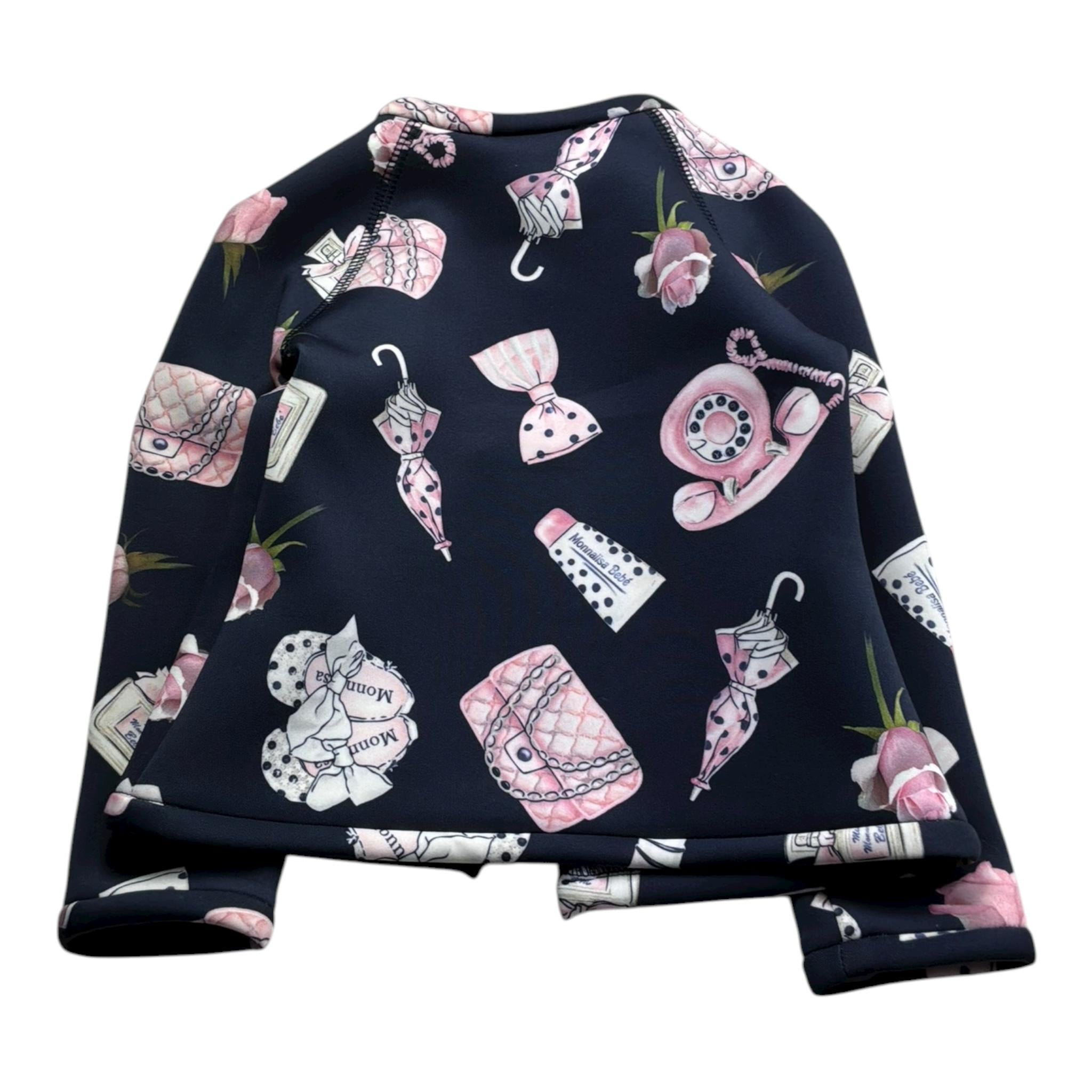 Monnalisa Felpa Tinta Unita con Zip E Stampa per Neonata 316815 BLU MONNALISA 