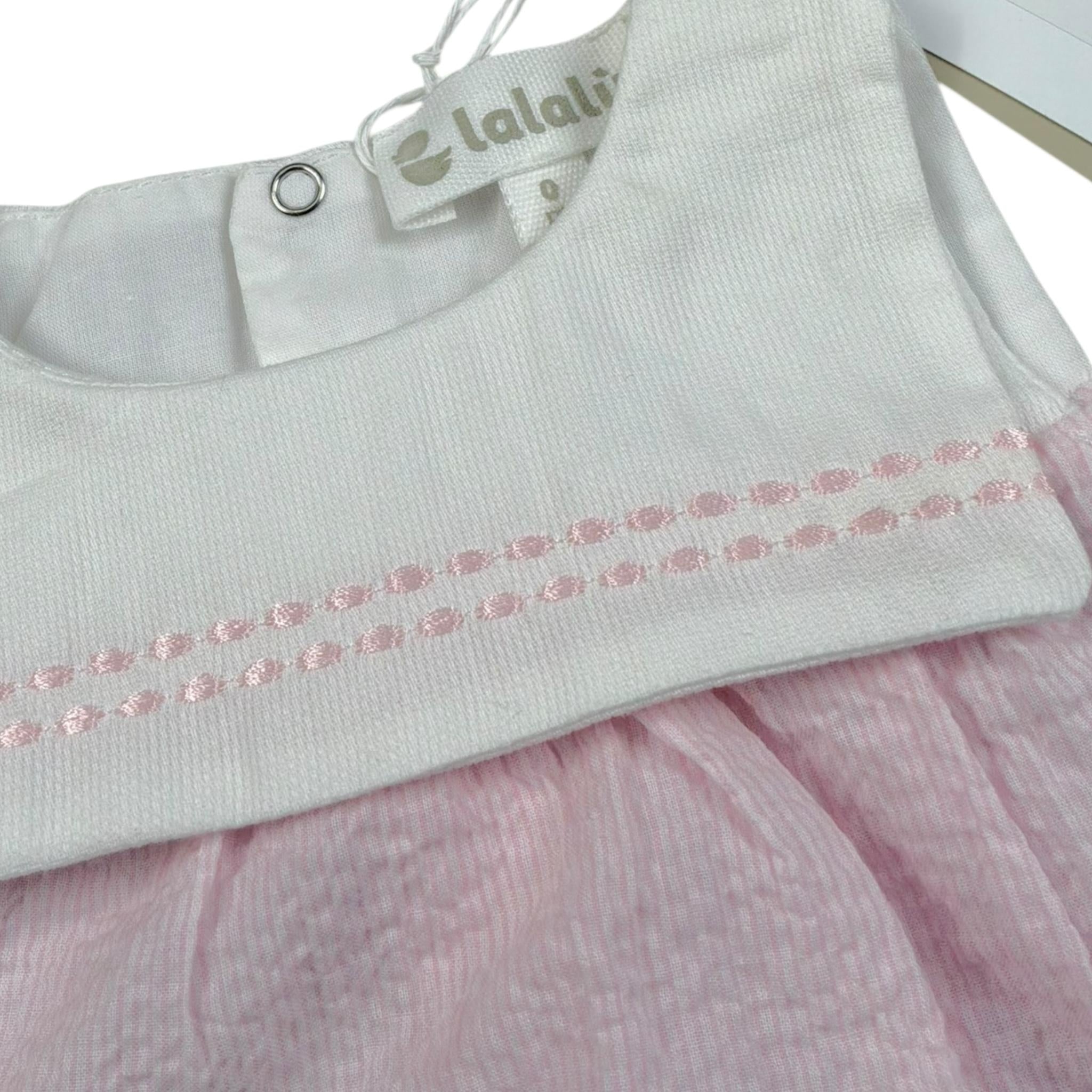 Lalalu' Pagliaccetto Bicolore Giromanica per Neonata PAL010P BIANCO/ROSA LALALU' 