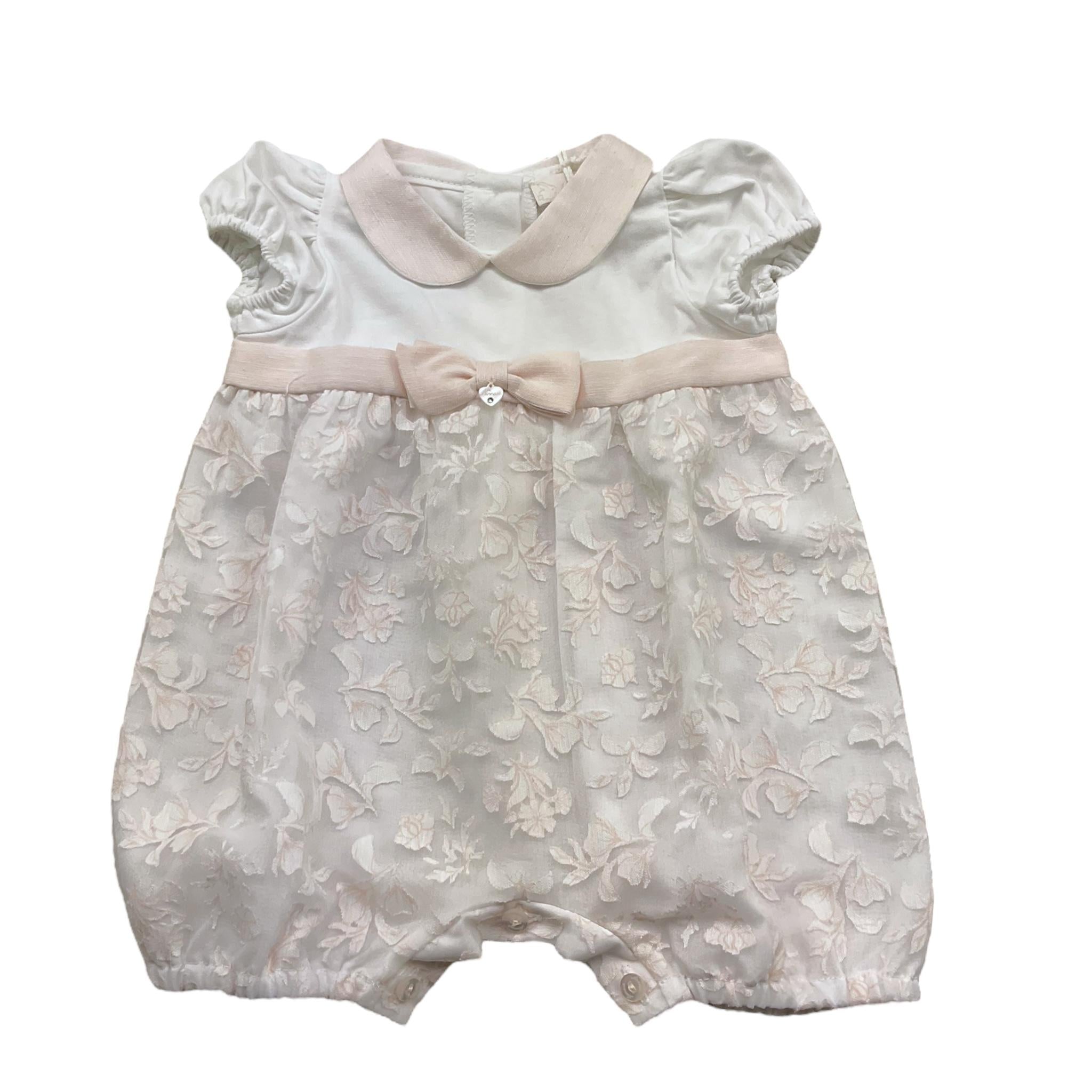 Ninnaoh Pagliaccetto Tinta Unita con Applicazione E Ricami per Neonata E25P4 BIANCO NINNAOH 