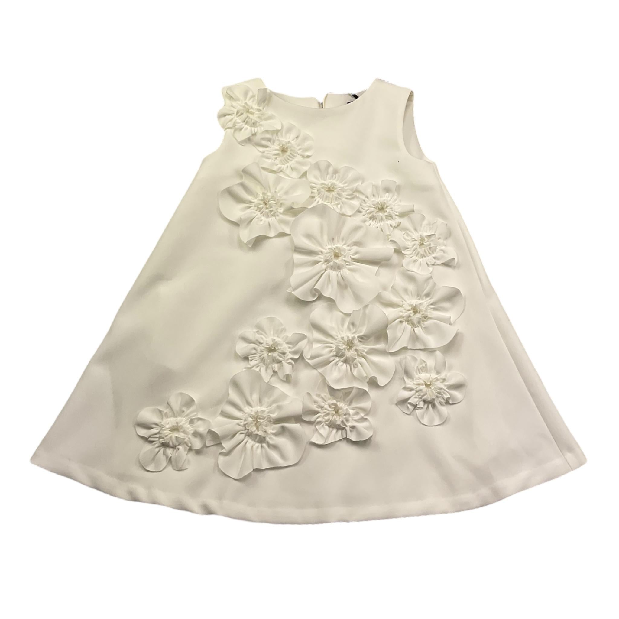 Fun & Fun Abito Giromanica Tinta Unita con Applicazioni per Bambina FNCBDR01059 BIANCO FUN & FUN 