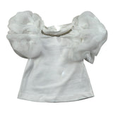 Miss Grant T-Shrit Girocollo Tinta Unita con Applicazioni per Neonata MG1244 BIANCO MISS GRANT 