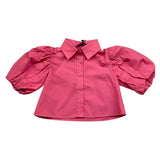 Gaelle Camicia Mezza Manica Tinta Unita con Logo per Bambina 2746CY00442 ROSA GAELLE 