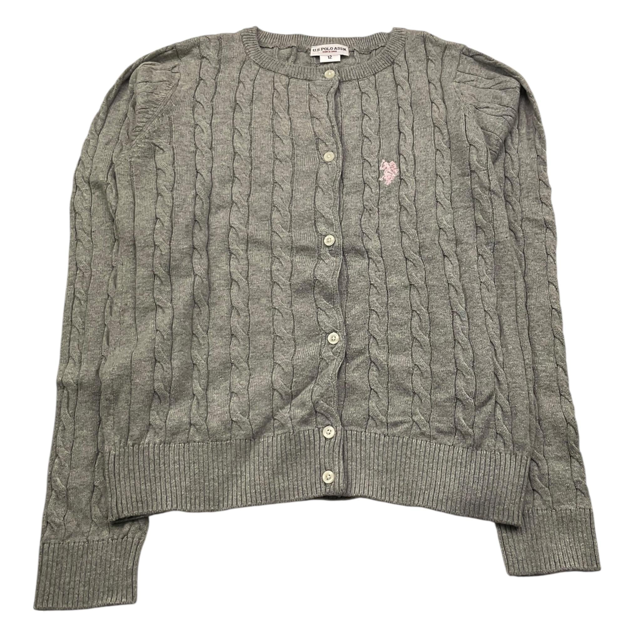 U.S. POLO ASSN cardigan tinta unita cn trecce Grigio per Bambina US40675001 GRIGIO U.S. POLO ASSN 