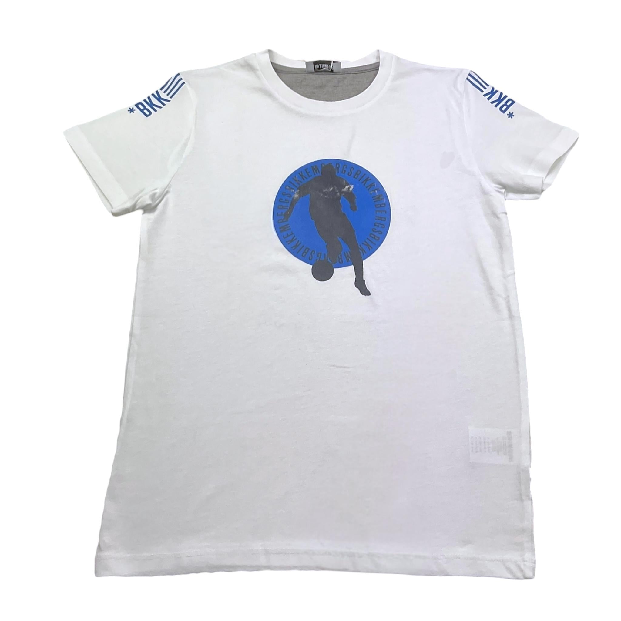 Bikkembergs T-Shirt Girocollo Tinta Unita con Stampa per Bambino BK1830 BIANCO BiKKEMBERGS 