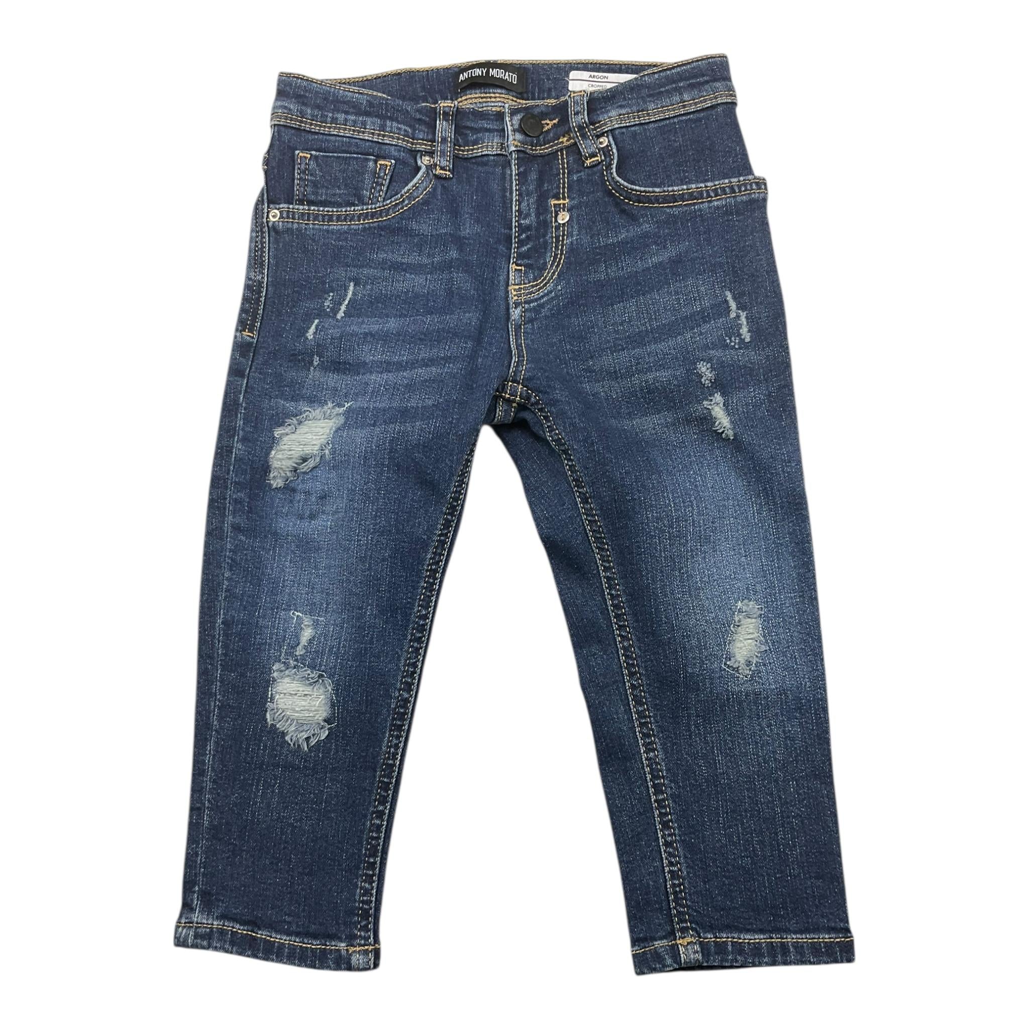 ANTONY MORATO jeans tinta unita con strappi Blu per Bambino MKDT00066 BLU ANTONY MORATO 