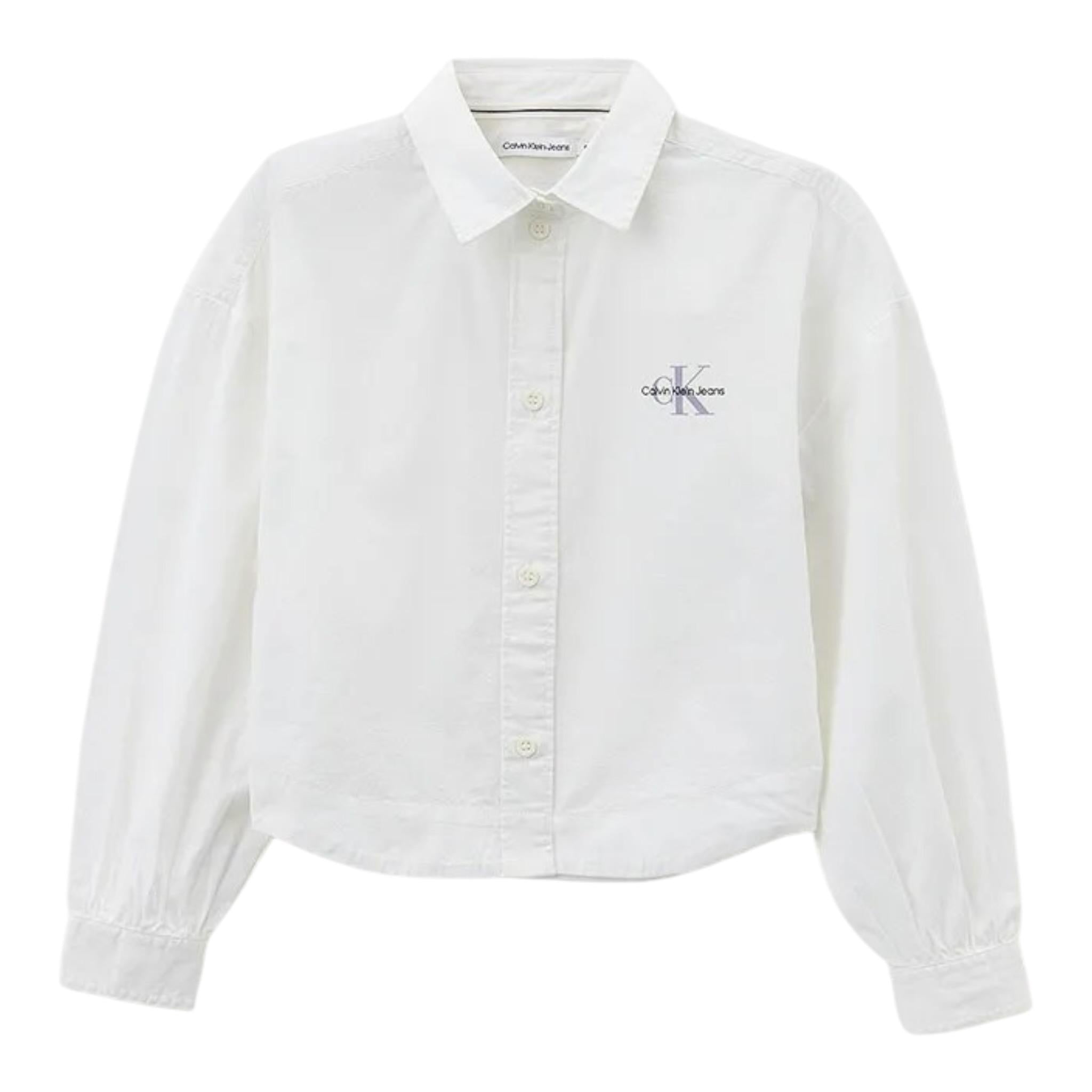 Calvin Klein Camicia Manica Lunga tinta unita con Logo Bianco per Bambina IG0IG02119 BIANCO CALVIN KLEIN 